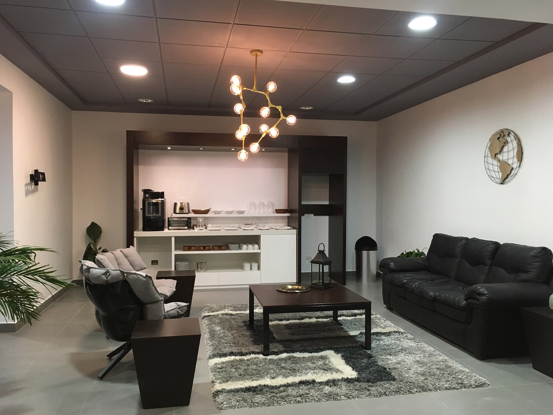 Airport VIP lounge seating area with custom furniture, Lima, Peru